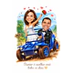 Caricatura de Casamento com Carro Personalizada – Noivos Dirigindo e Tema Automotivo