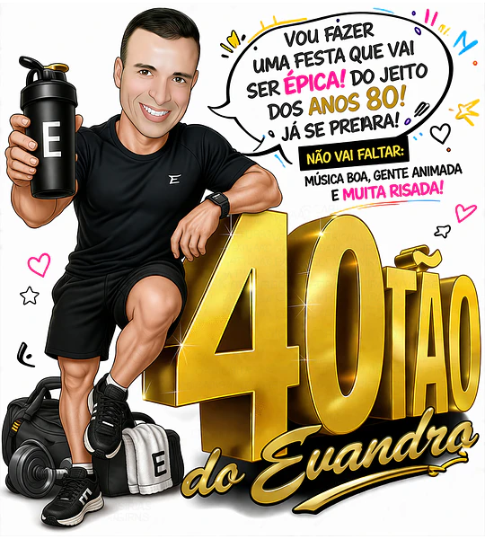 Caricatura Digital para Convite de Aniversário Masculino (Personalizada)