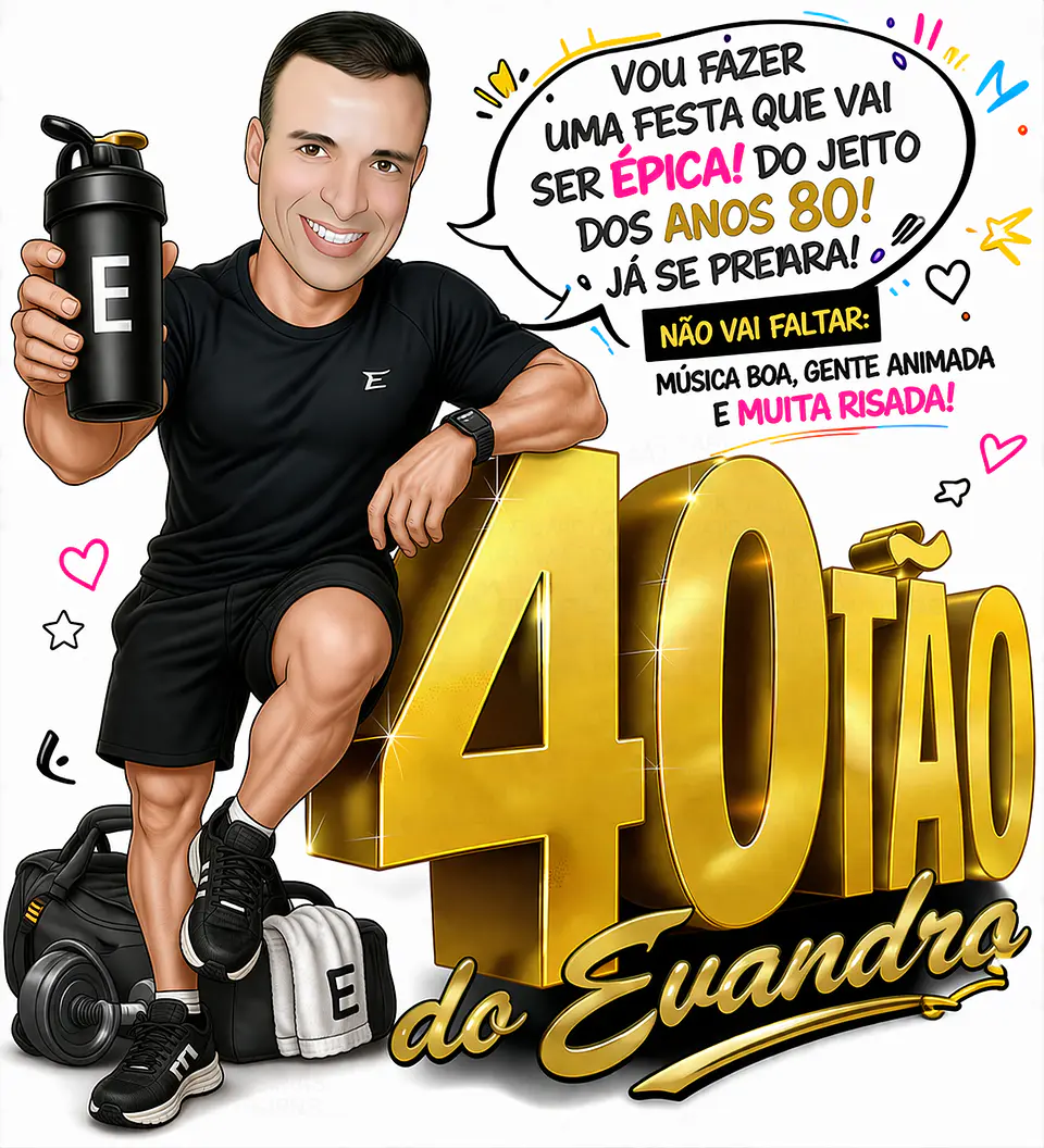 Caricatura Digital para Convite de Aniversário Masculino (Personalizada) 5