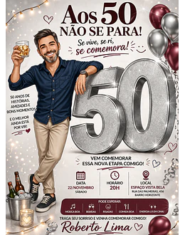 Caricatura Digital para Convite de Aniversário Masculino (Personalizada)