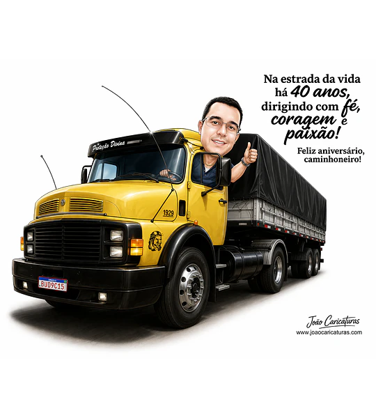 Caricatura de Motorista de Caminhão – Presente Criativo para Homem