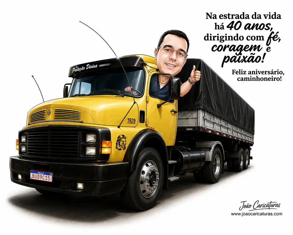 Caricatura de Motorista de Caminhão – Presente Criativo para Homem 5