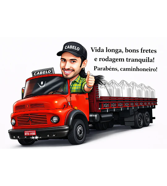 Caricatura de Motorista de Caminhão – Presente Criativo para Homem