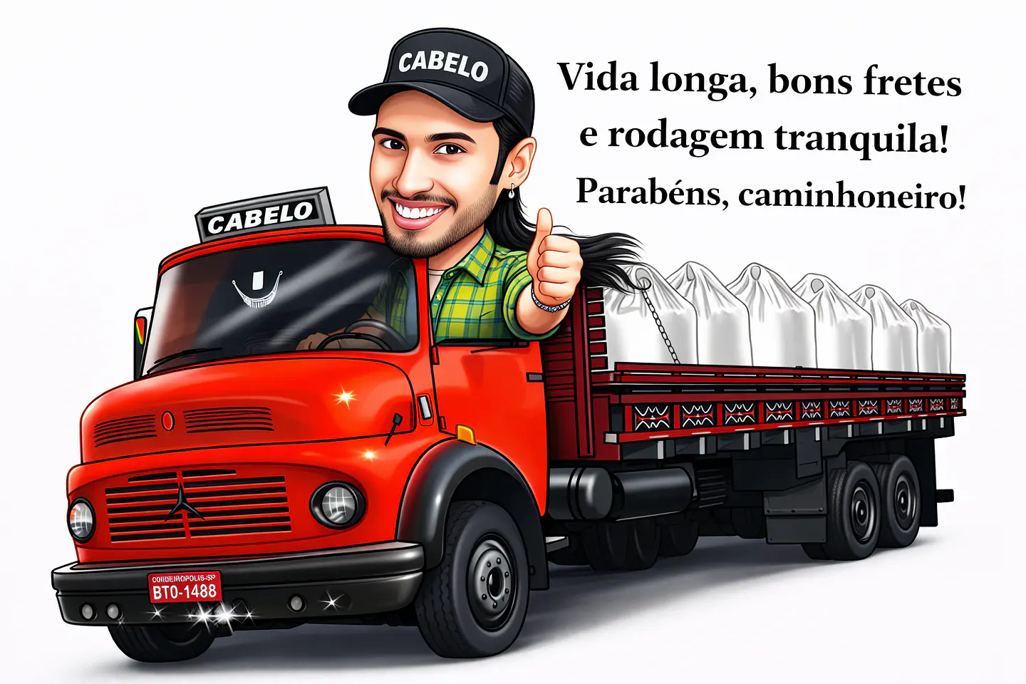 Caricatura de Motorista de Caminhão – Presente Criativo para Homem 6