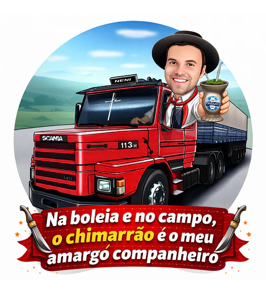 Caricatura de Motorista de Caminhão – Presente Criativo para Homem