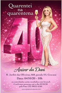 Convite de Aniversário Feminino (Todos os Anos) com Caricatura Personalizada