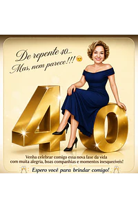 Convite de Aniversário Feminino (Todos os Anos) com Caricatura Personalizada