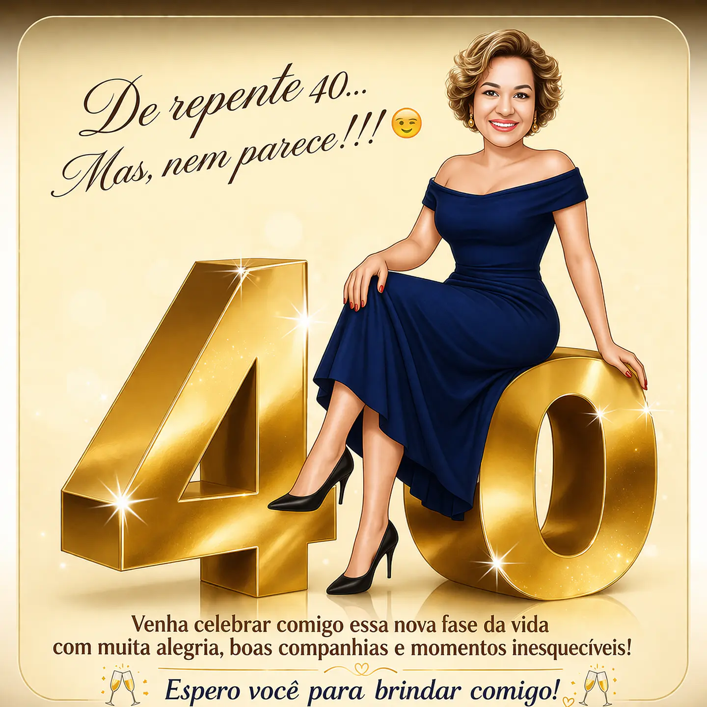 Convite de Aniversário Feminino (Todos os Anos) com Caricatura Personalizada 7