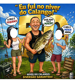 Caricatura Estilo Eu Fui para Festa – Banner com Tema Pescador