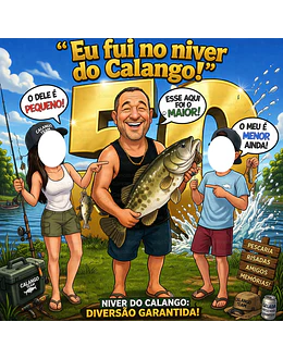 Caricatura Estilo Eu Fui para Festa – Banner com Tema Pescador