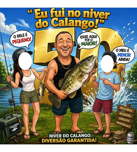 Caricatura Estilo Eu Fui para Festa – Banner com Tema Pescador