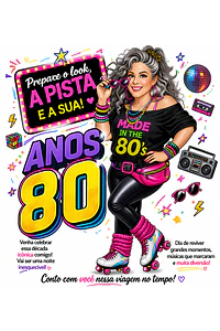 Convite Anos 80 com Caricatura Personalizada – Tema Retrô Digital