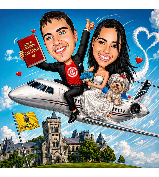 Caricatura Casal Lua de Mel – Desenho Personalizado