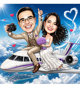 Caricatura Casal Lua de Mel – Desenho Personalizado