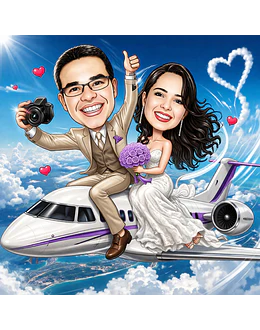 Caricatura Casal Lua de Mel – Desenho Personalizado