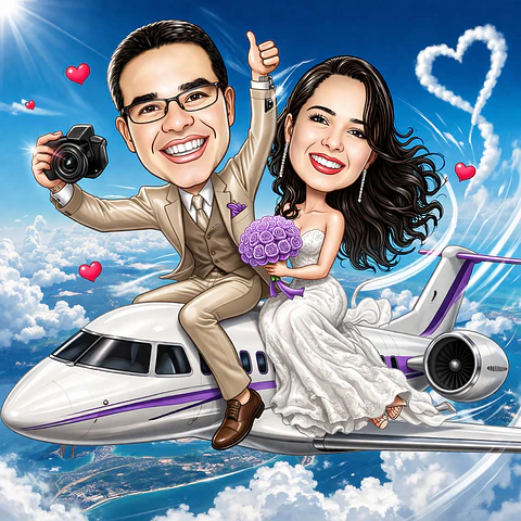Caricatura Casal Lua de Mel – Desenho Personalizado