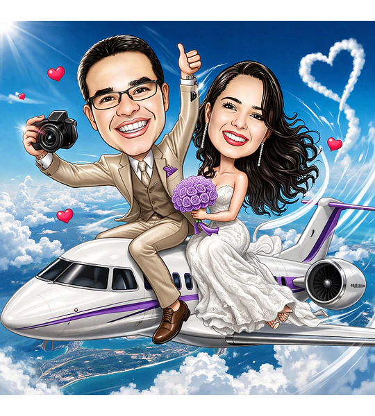 Caricatura Casal Lua de Mel – Desenho Personalizado