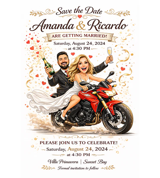 Convite Digital de Casamento com Caricatura Personalizada | Noivos