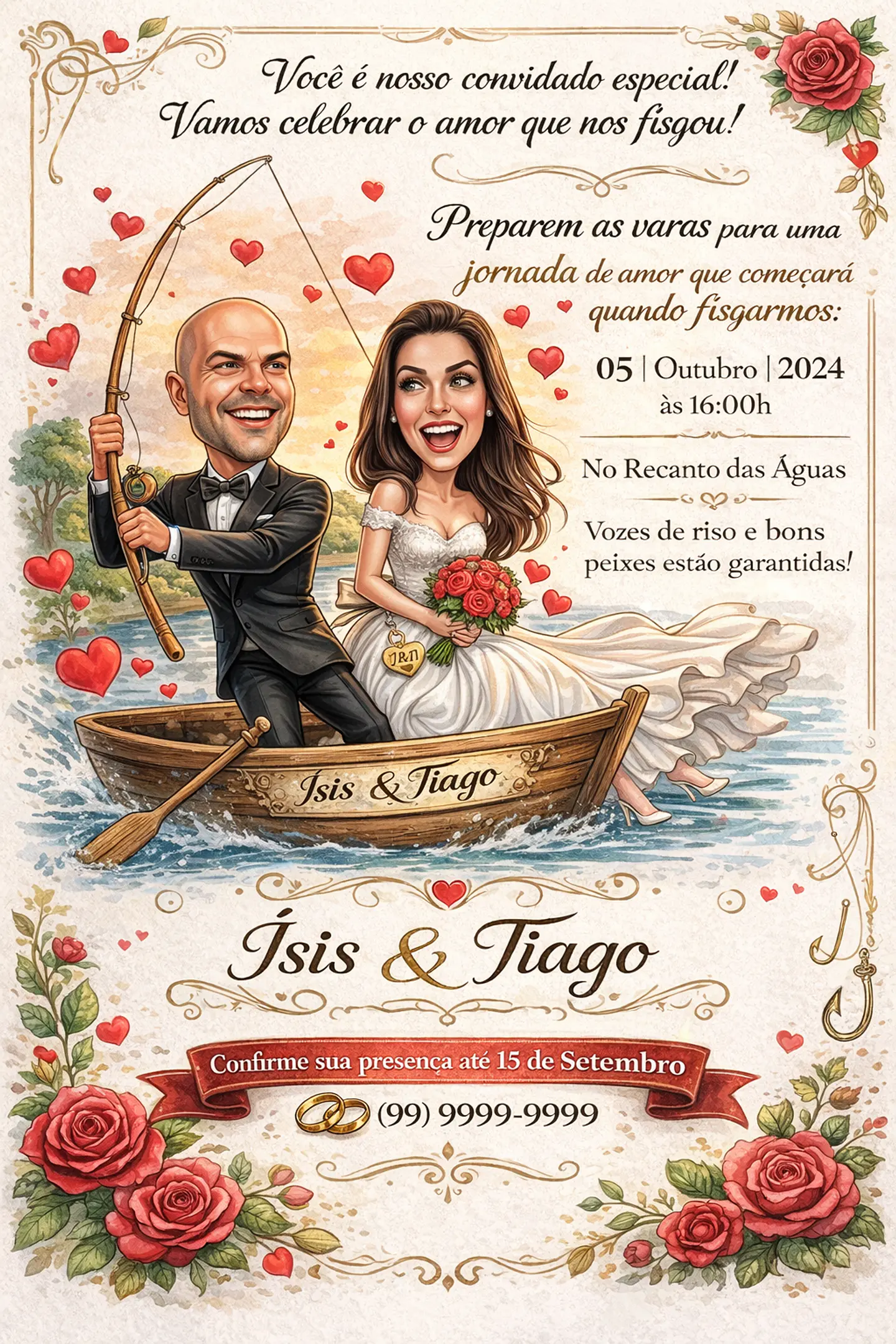 Convite Digital de Casamento com Veículos Caricatura Personalizada | Noivos Personalizados 3