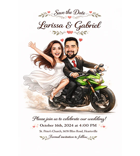 Convite Digital de Casamento com Caricatura Personalizada | Noivos