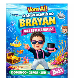 Caricatura Infantil Tema Mundo de Bita | Arte Personalizada para Aniversário