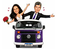 Convite Digital de Casamento com Veículos Caricatura Personalizada | Noivos Personalizados