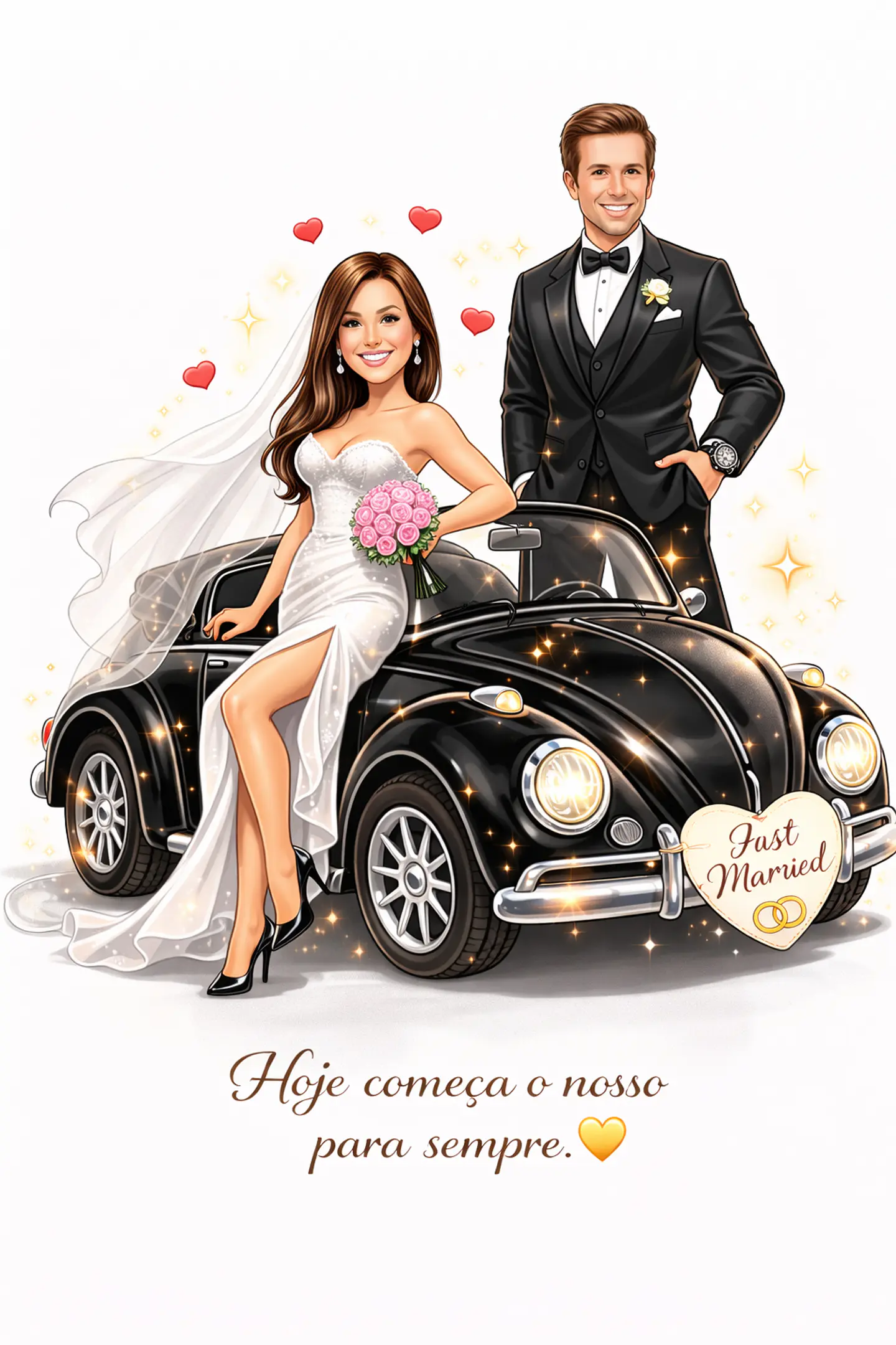 Convite Digital de Casamento com Veículos Caricatura Personalizada | Noivos Personalizados 7