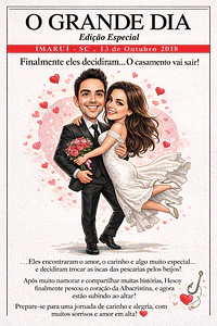 Convite de Casamento com Caricatura Personalizada | Arte Exclusiva