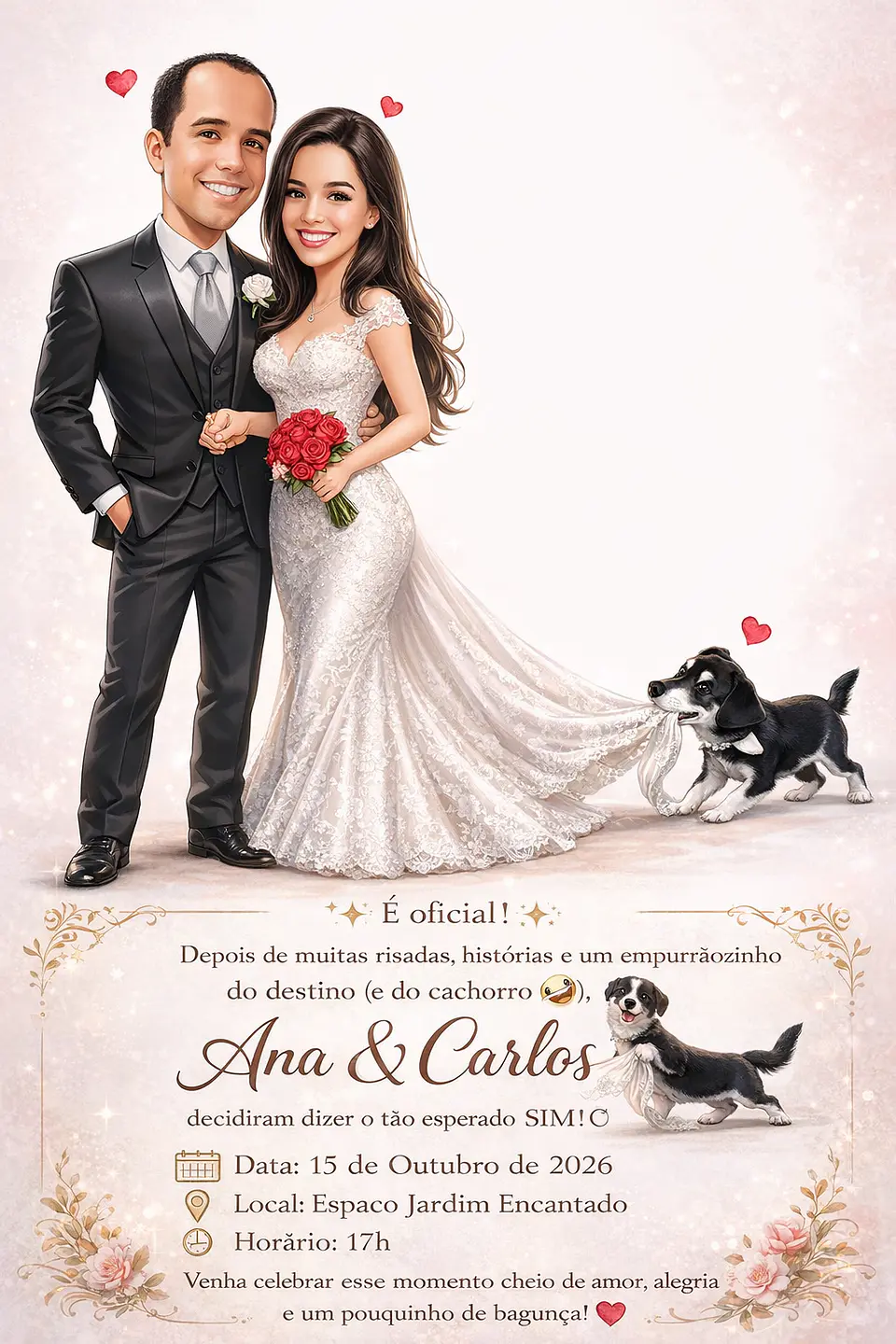 Convite de Casamento com Caricatura Personalizada | Arte Exclusiva 1
