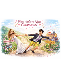 Caricatura de Casamento no Trio Elétrico – Tema Carnaval, Micareta e Forró Personalizado