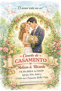 Convite de Casamento com Caricatura Personalizada | Arte Exclusiva