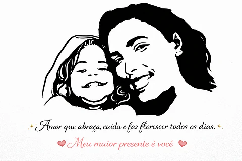 Desenho de Rosto Simplificado Vetorizado – Arte em 1 Cor Personalizada