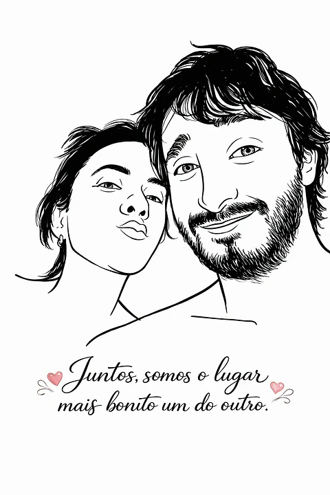 Desenho de Rosto Simplificado Vetorizado – Arte em 1 Cor Personalizada