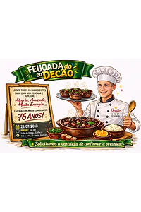 Caricatura Personalizada para Convite de Aniversário tema feijoada | Arte Digital Exclusiva