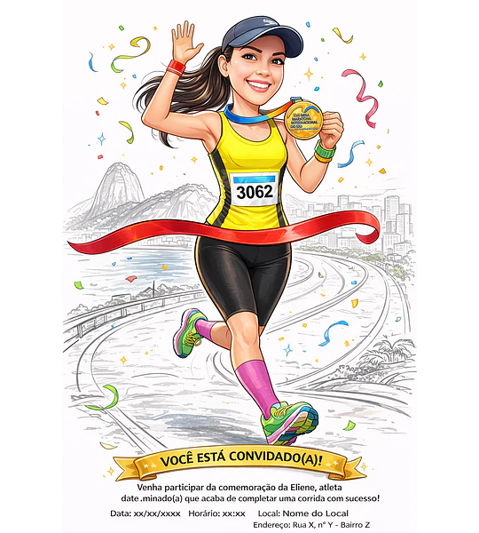 Caricatura de Maratonista Personalizada | Corredor, Atleta e Esportista