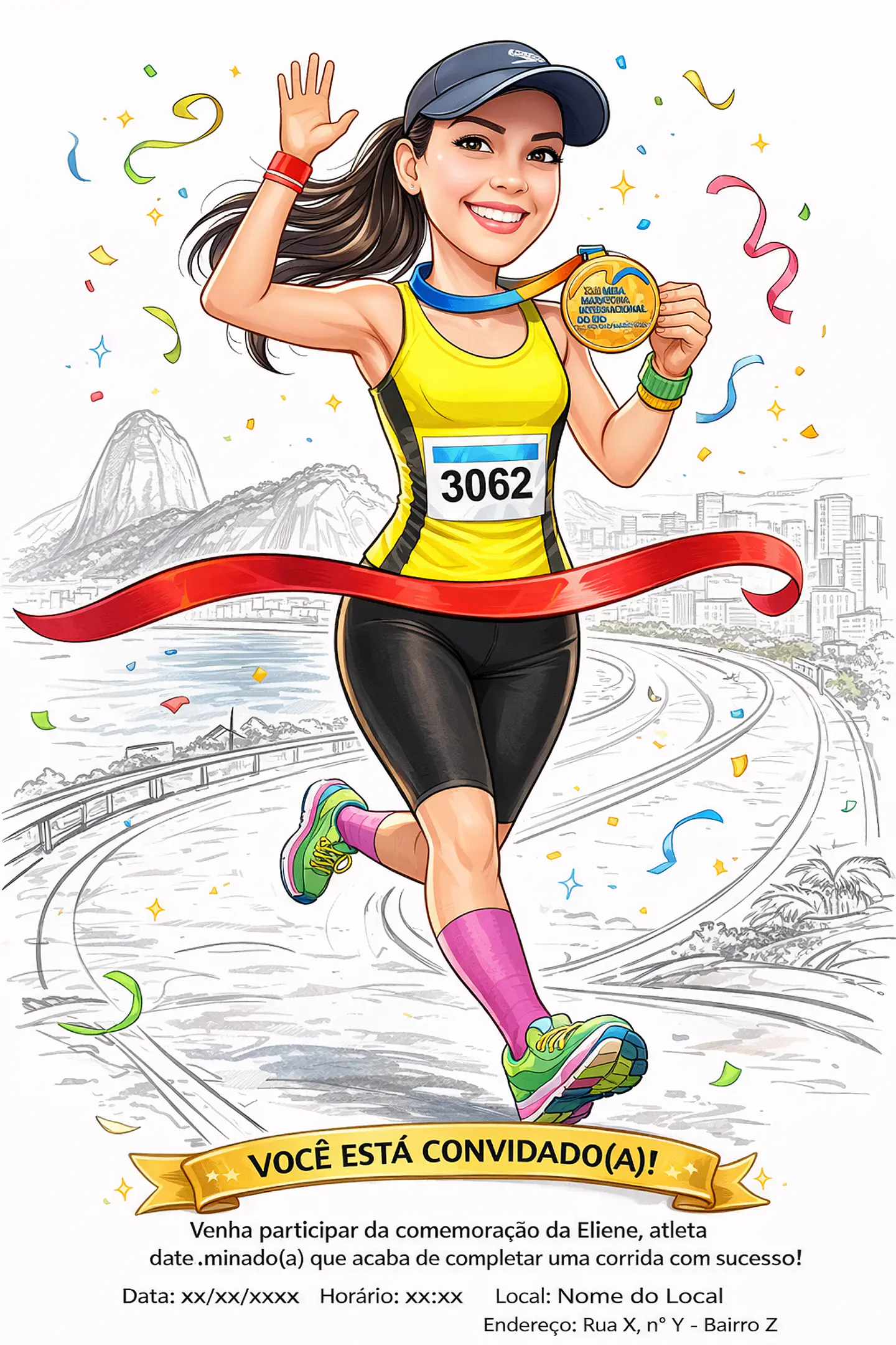 Caricatura de Maratonista Personalizada | Corredor, Atleta e Esportista 2