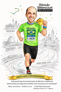 Caricatura de Maratonista Personalizada | Corredor, Atleta e Esportista