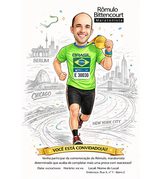 Caricatura de Maratonista Personalizada | Corredor, Atleta e Esportista