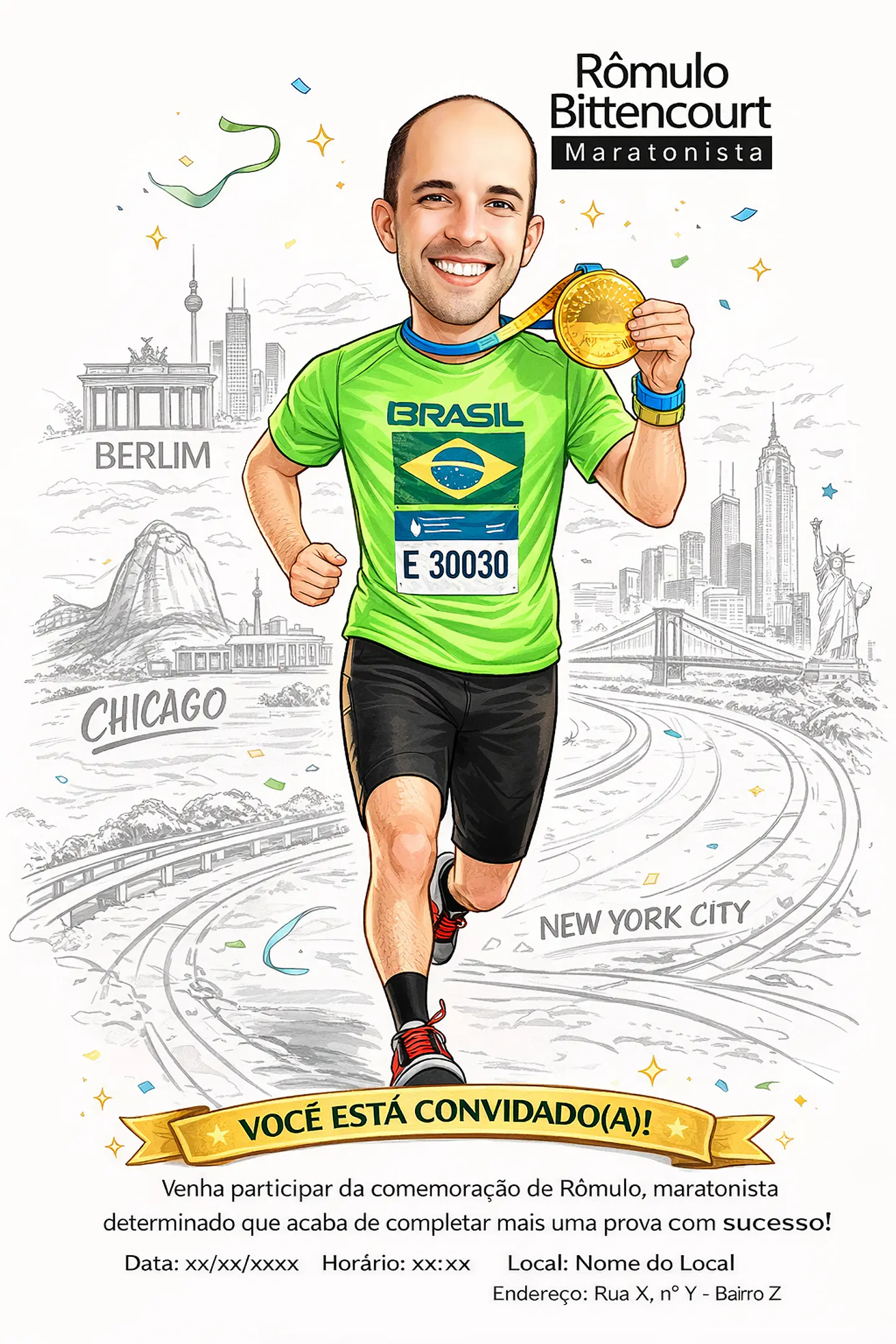 Caricatura de Maratonista Personalizada | Corredor, Atleta e Esportista 5