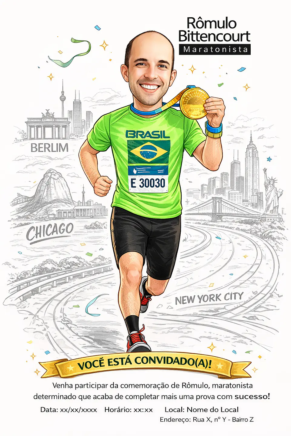 Caricatura de Maratonista Personalizada | Corredor, Atleta e Esportista 5