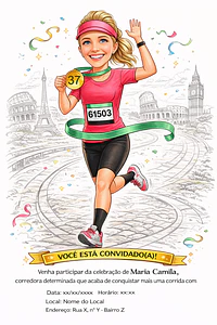 Caricatura de Maratonista Personalizada | Corredor, Atleta e Esportista