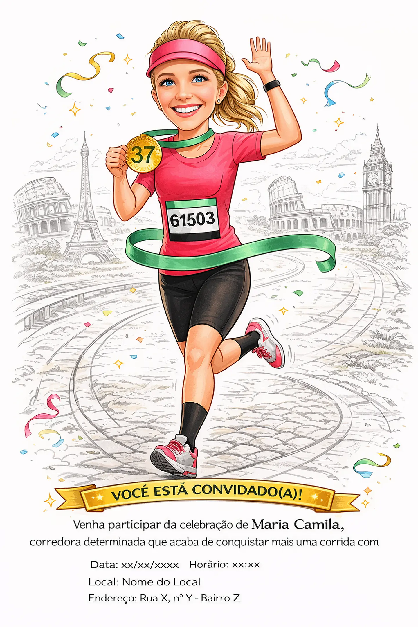 Caricatura de Maratonista Personalizada | Corredor, Atleta e Esportista 6