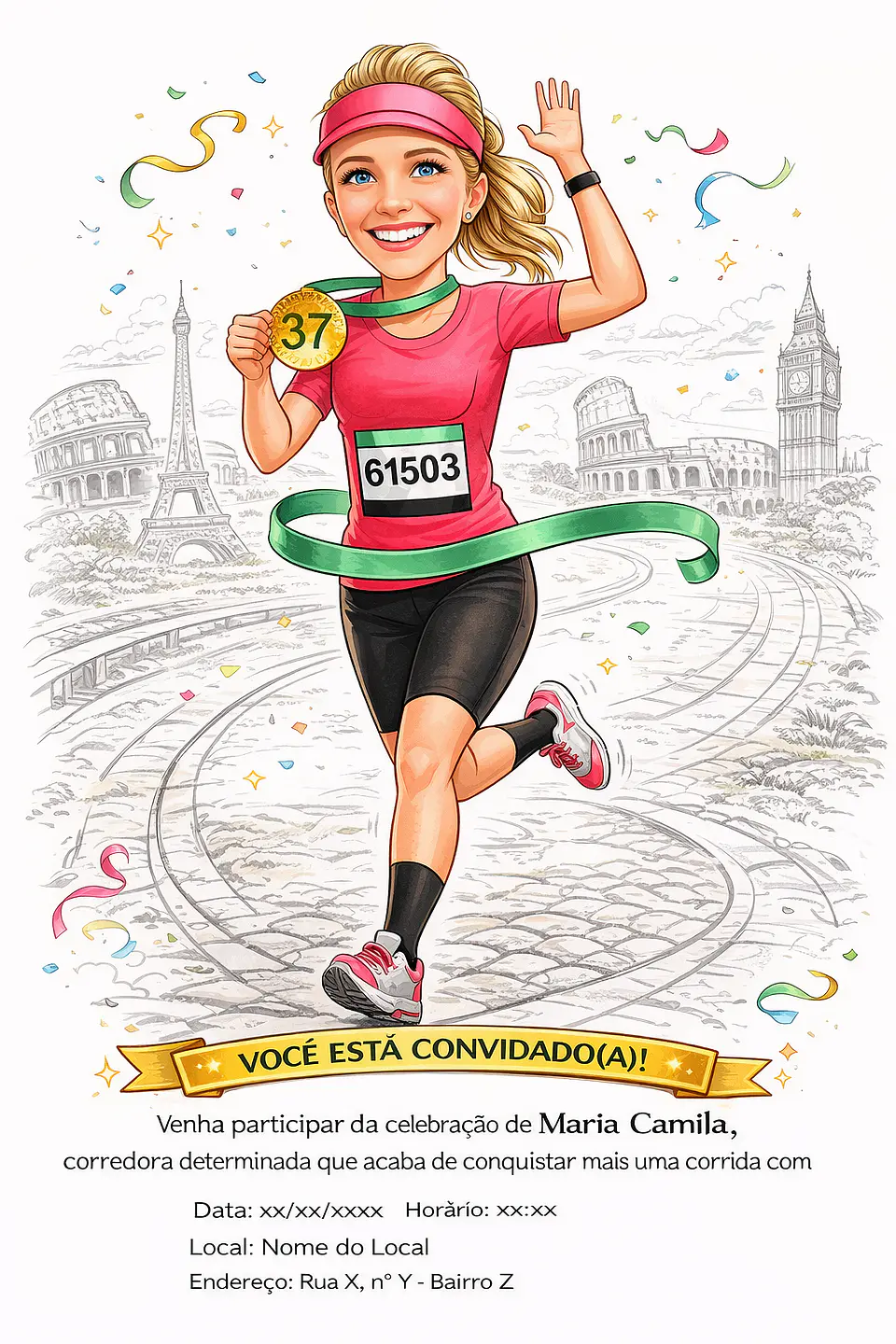 Caricatura de Maratonista Personalizada | Corredor, Atleta e Esportista 6