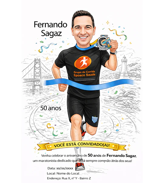 Caricatura de Maratonista Personalizada | Corredor, Atleta e Esportista