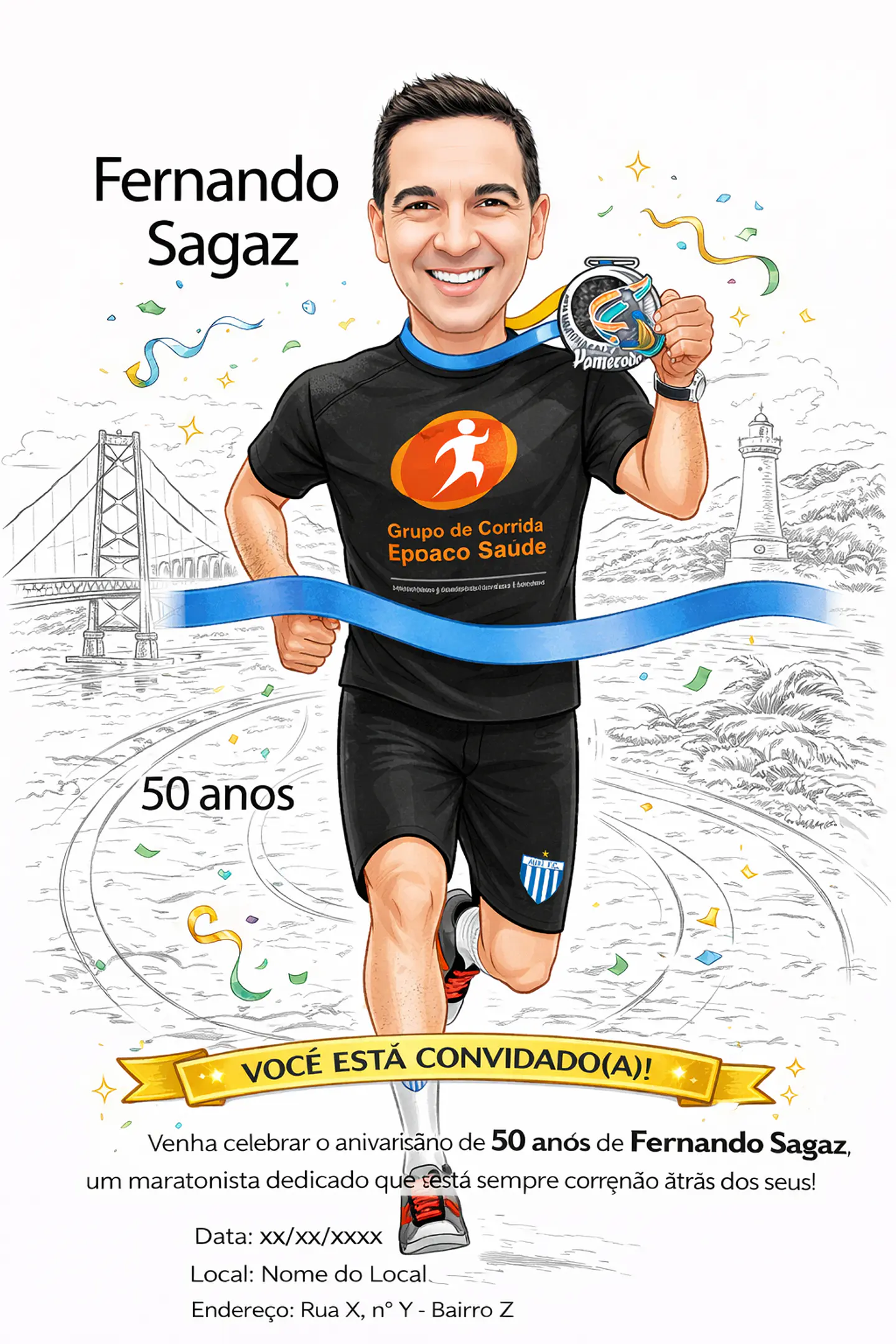 Caricatura de Maratonista Personalizada | Corredor, Atleta e Esportista 7
