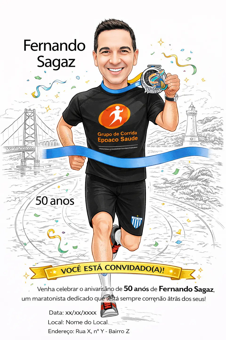 Caricatura de Maratonista Personalizada | Corredor, Atleta e Esportista 7