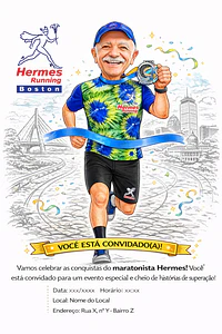 Caricatura de Maratonista Personalizada | Corredor, Atleta e Esportista