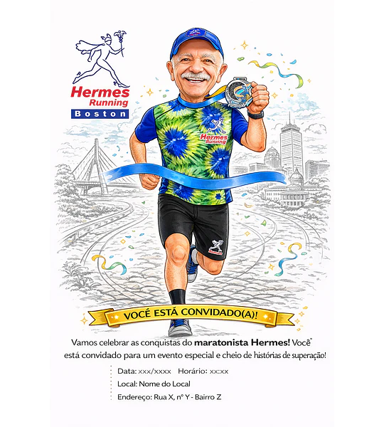 Caricatura de Maratonista Personalizada | Corredor, Atleta e Esportista
