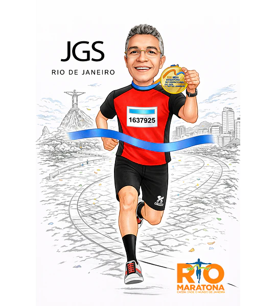 Caricatura de Maratonista Personalizada | Corredor, Atleta e Esportista