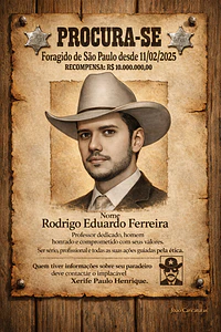 Caricatura Cartaz “Procura-se” Velho Oeste | Casal Cowboy Personalizado